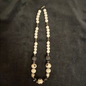 Elegant Black and White Beaded Necklace